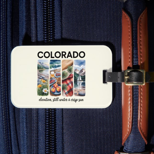 Colorado – Elevation, Still Water & Crisp Sun Luggage Tag (Front Insitu 4)