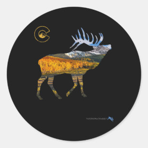 Colorado Elk Hunting Classic Round Sticker