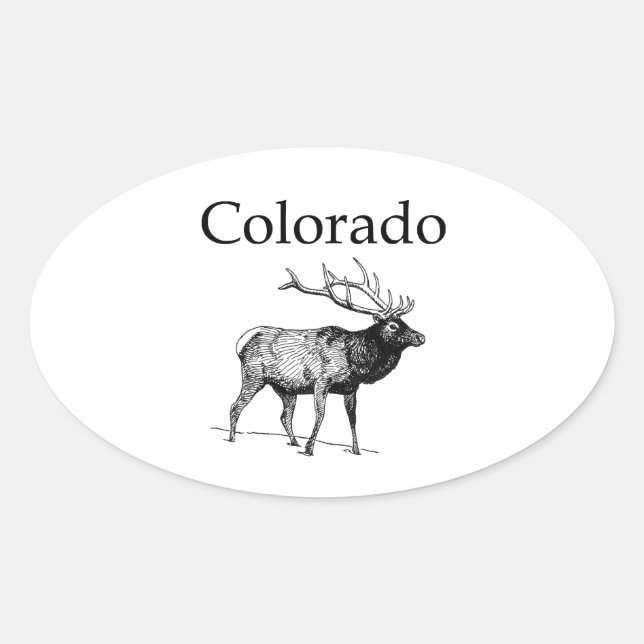 Colorado Elk (line art) Oval Sticker (Front)