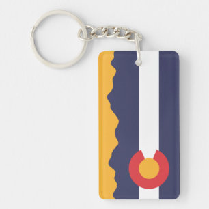 Colorado Flag and Mountain Range Keychain