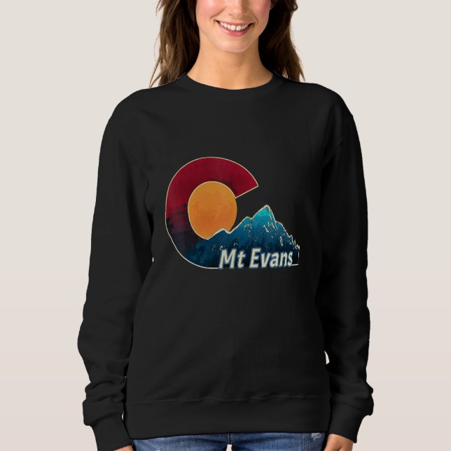 Colorado Flag And Mountain Styled Mount Evans Sweatshirt (Front)