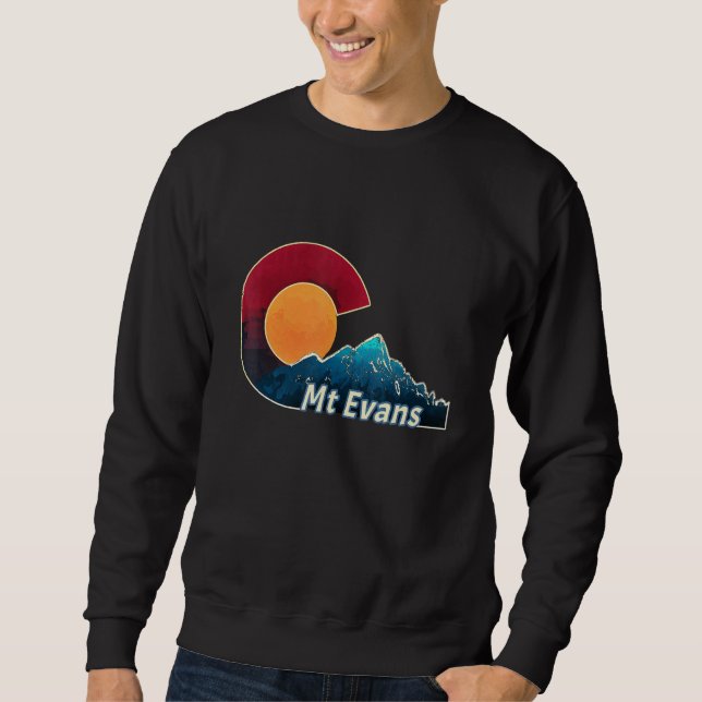 Colorado Flag And Mountain Styled Mount Evans Sweatshirt (Front)