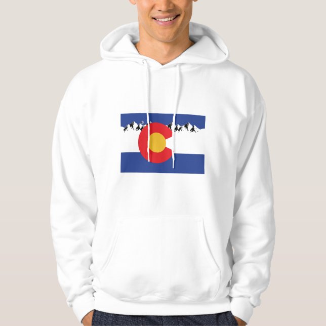 Colorado Flag and Mountains Hoodie (Front)