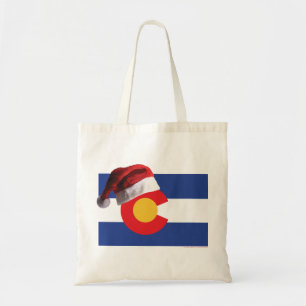 Colorado-Flag-and-Santa-Hat Tote Bag