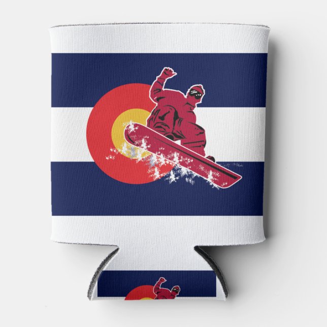 Colorado-Flag-and-Snowboarder Can Cooler (Front)