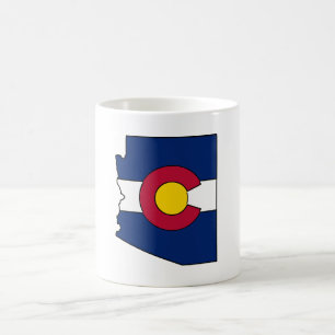 Colorado flag Arizona outline coffee mug cup