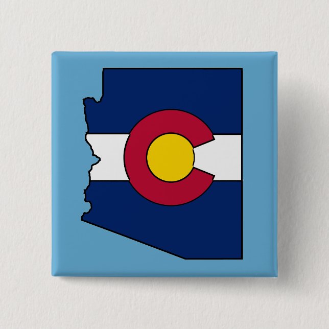 Colorado flag Arizona outline square pin button (Front)