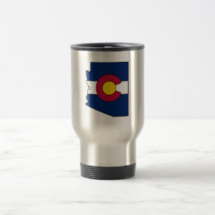 Colorado flag Arizona outline travel mug