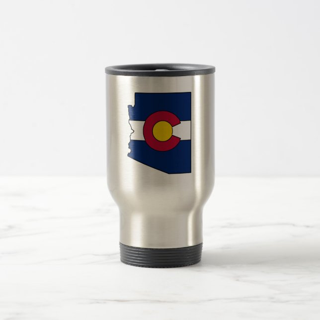 Colorado flag Arizona outline travel mug (Center)