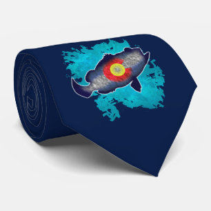 Colorado flag bass fish necktie
