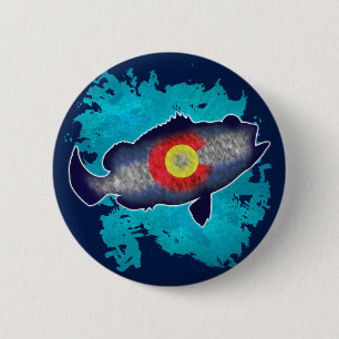 Colorado flag bass fish pinback button