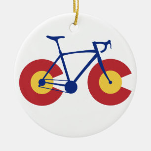 Colorado Flag Bicycle Ceramic Tree Decoration