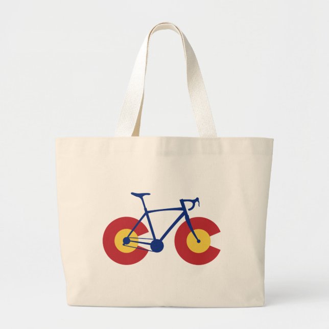 Colorado Flag Bicycle Large Tote Bag (Front)