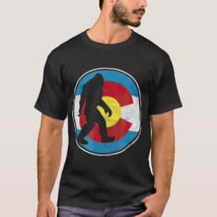 Colorado Flag Bigfoot Silhouette Design Retro T-Shirt
