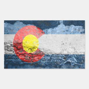 colorado flag brick wall rectangular sticker