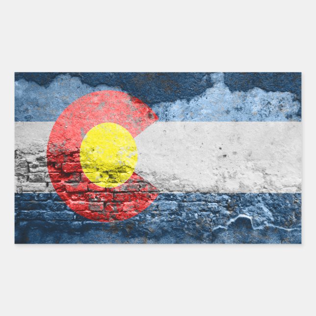 colorado flag brick wall rectangular sticker (Front)
