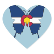 Colorado flag butterfly heart stickers