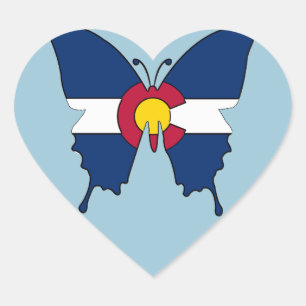 Colorado flag butterfly heart stickers