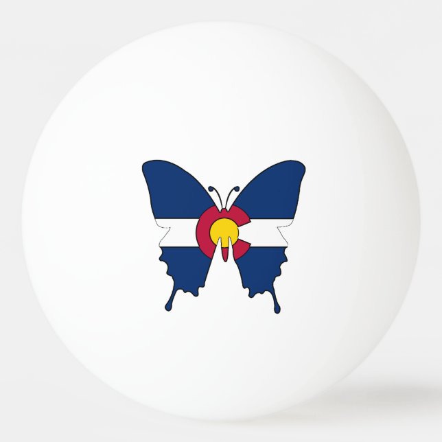 Colorado flag butterfly ping pong ball (Front)