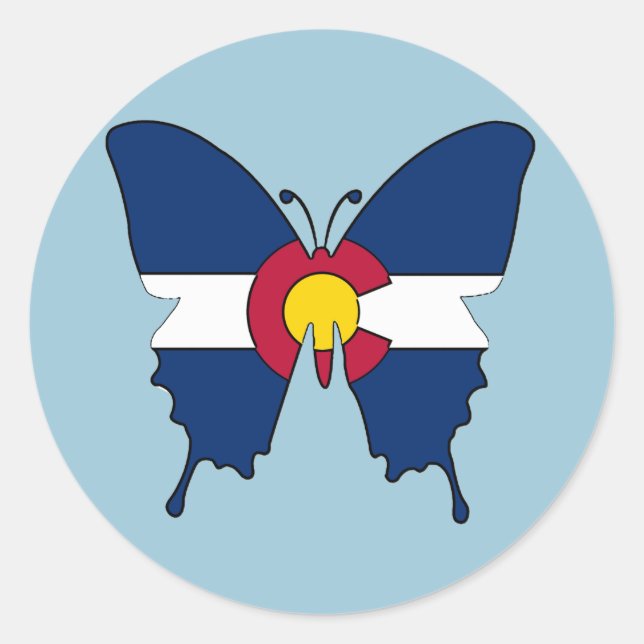 Colorado flag butterfly round stickers (Front)
