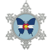 Colorado flag butterfly snowflake ornament