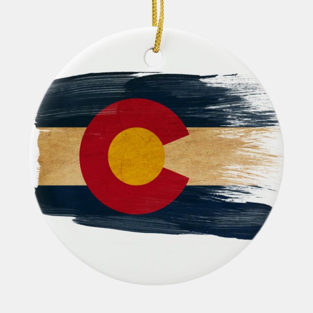 Colorado Flag Ceramic Tree Decoration (Front)