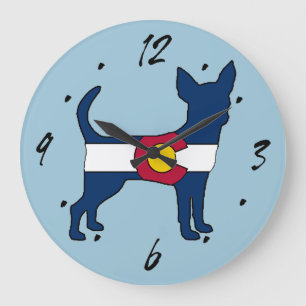 Colorado flag chihuahua wall clock