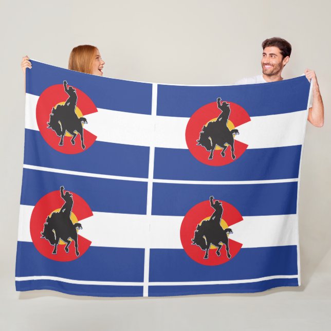 Colorado Flag Cowboy Fleece Blanket (In Situ)