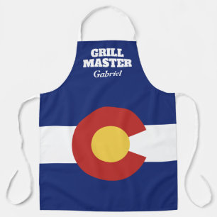 Colorado flag custom BBQ cooking apron for men