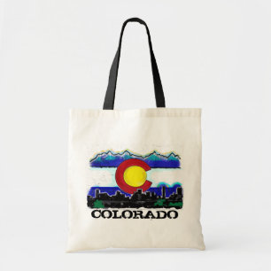 Colorado flag denver skyline artsy bag