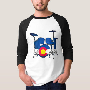 Colorado flag drums mens shirt