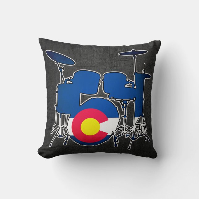 Colorado flag drums square pillow (Front)
