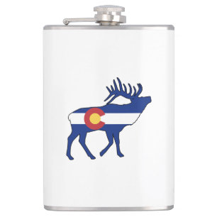 Colorado Flag Elk Hip Flask