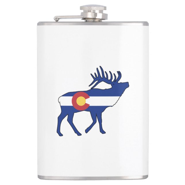 Colorado Flag Elk Hip Flask (Front)