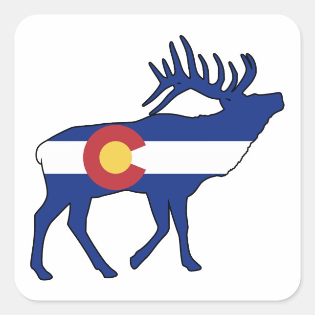 Colorado Flag Elk Square Sticker (Front)