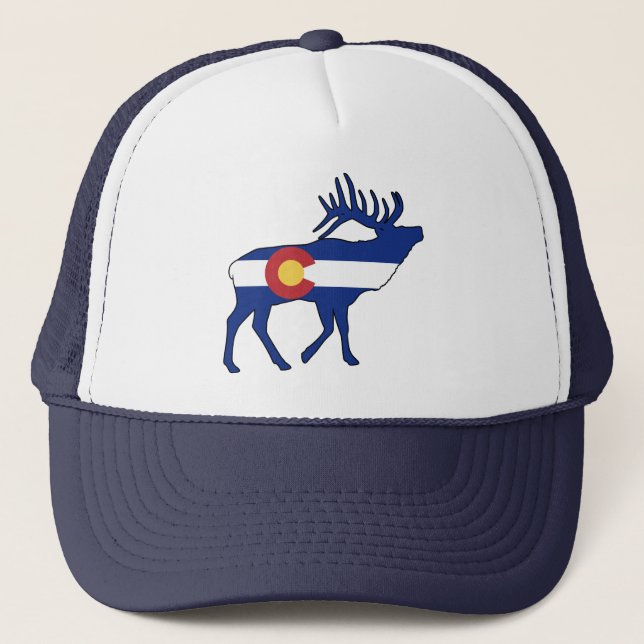 Colorado Flag Elk Trucker Hat (Front)
