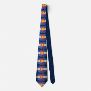 Colorado flag grunge brick wall neck tie