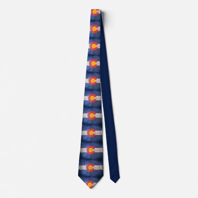 Colorado flag grunge brick wall neck tie (Front)