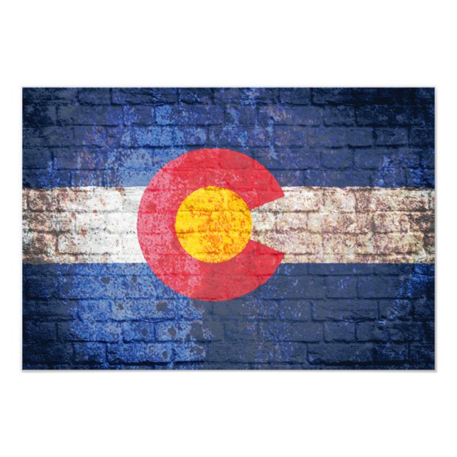 Colorado flag grunge brick wall poster (Front)