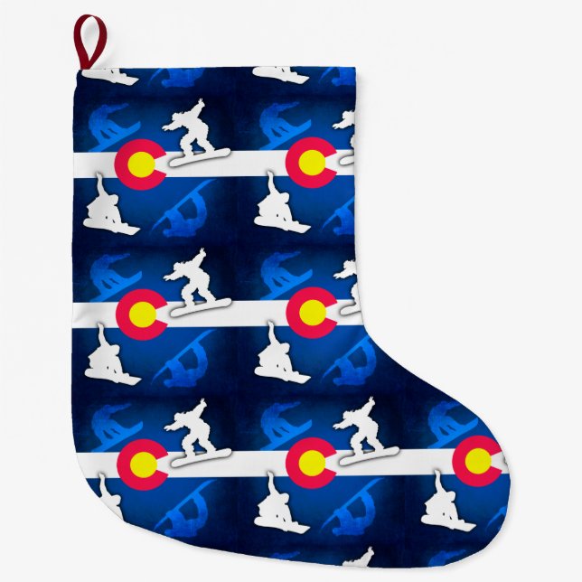 Colorado flag grunge snowboarder holiday stocking (Front)