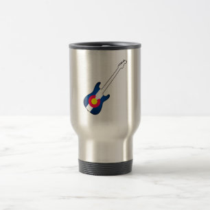 Colorado flag guitar stainless travel mug
