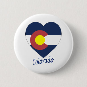Colorado Flag Heart 6 Cm Round Badge
