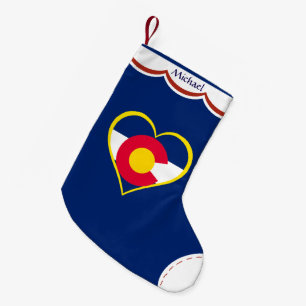 Colorado Flag Heart Personalised Blue Small Christmas Stocking