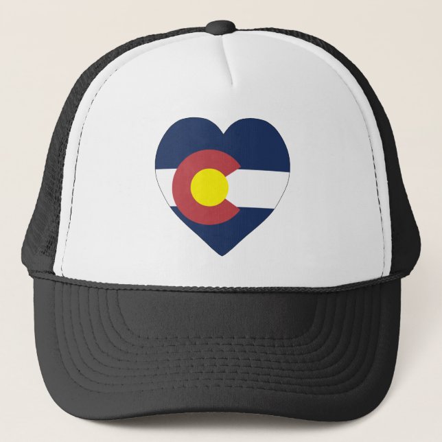 Colorado Flag Heart Trucker Hat (Front)