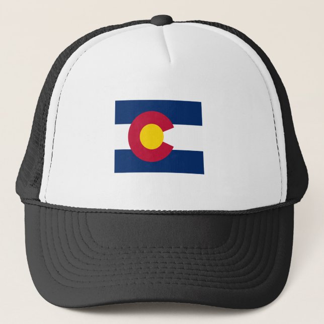 Colorado Flag Map Trucker Hat (Front)
