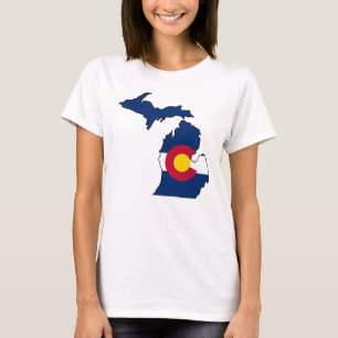 Colorado flag Michigan outline ladies shirt