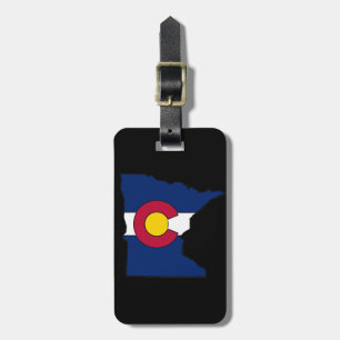 Colorado flag Minnesota outline custom luggage tag