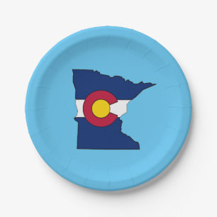 Colorado flag Minnesota outline paper plates
