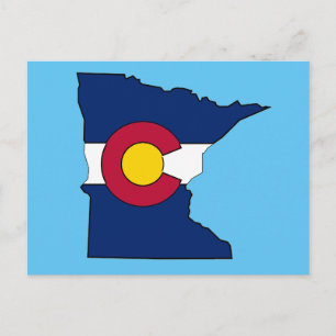 Colorado flag Minnesota outline postcard