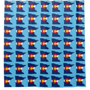 Colorado flag Minnesota outline shower curtain
